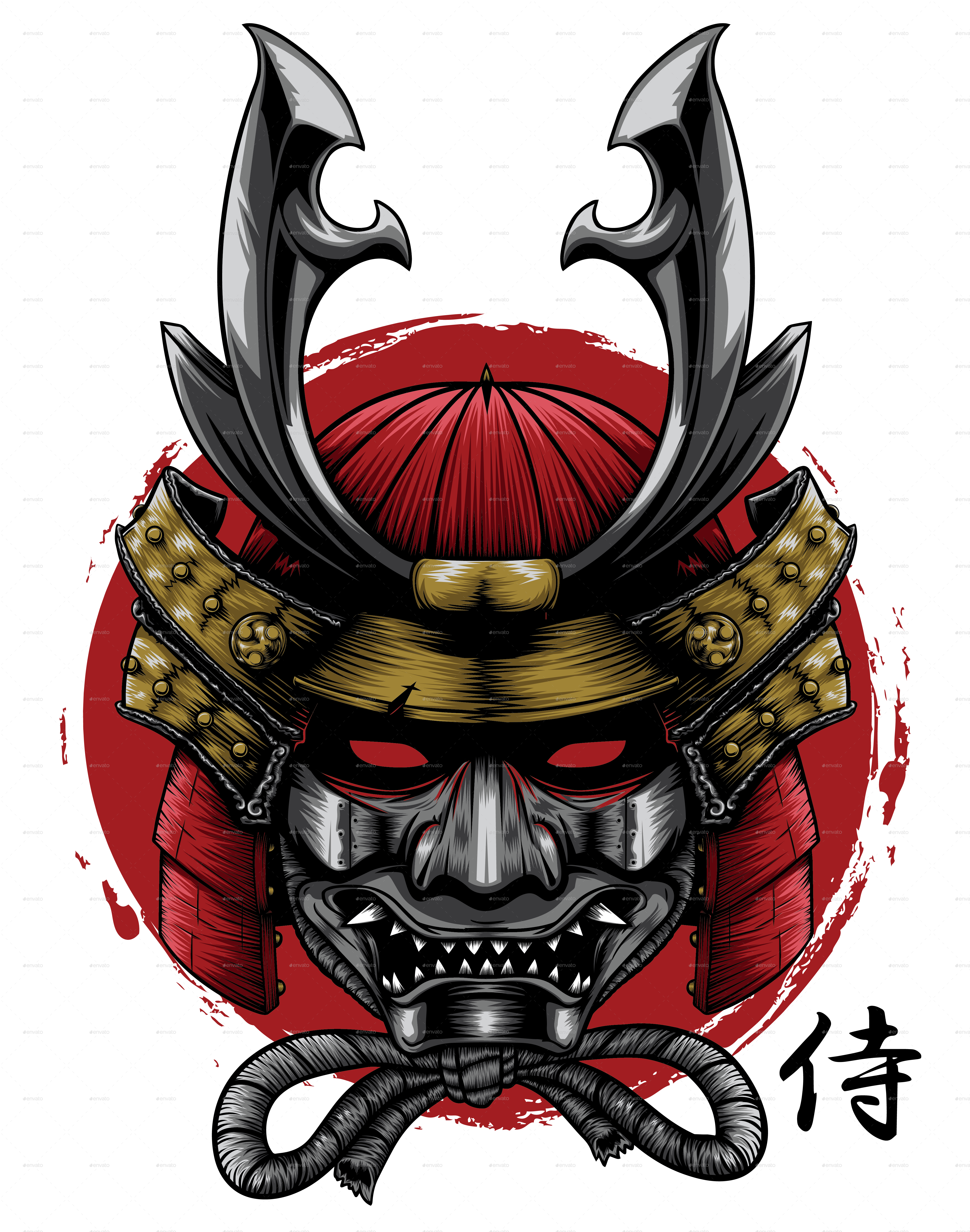 Samurai Head Png (4370x5551), Png Download