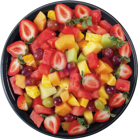 Freshseasonalfruitsalad - Fruit From Top Png (600x597), Png Download
