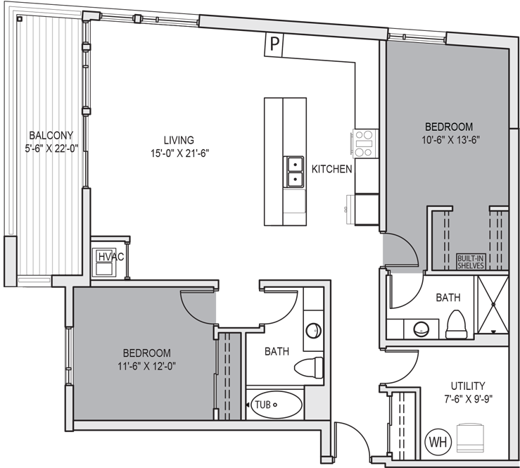 2 Baths 2 Bedrooms - Floor Plan (800x800), Png Download