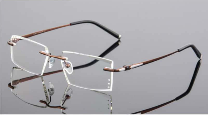 Men's Diamond Trimming Cutting Rimless Optical Prescription - กรอบ แว่นตา ไร้ ขอบ (800x800), Png Download