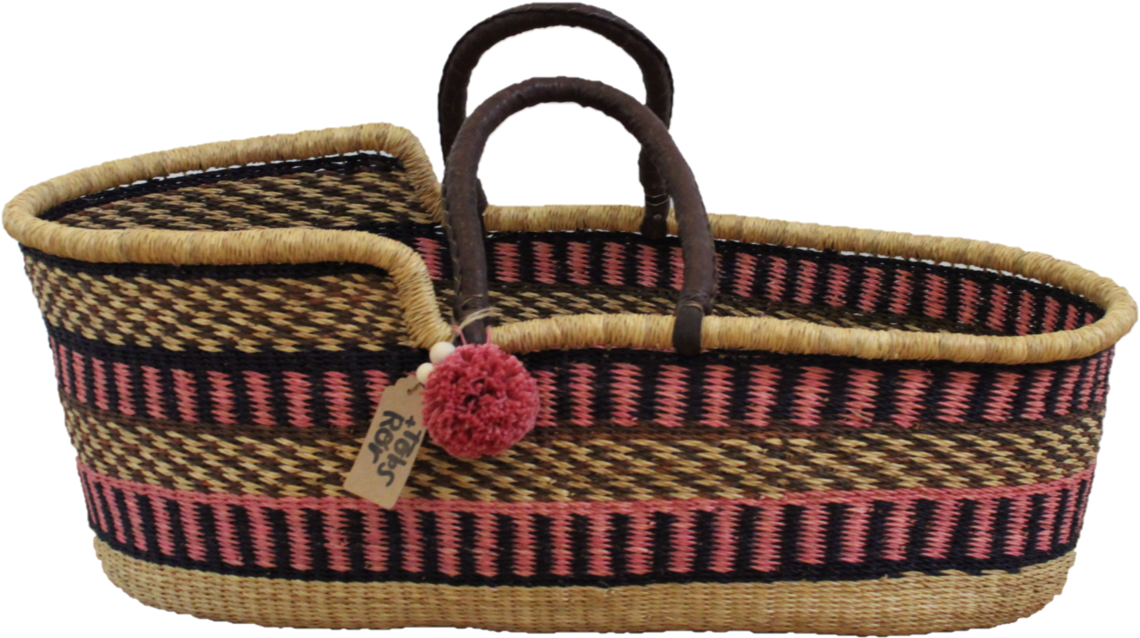 Umi African Elephant Grass Moses Basket With Leather - Storage Basket (1200x1200), Png Download