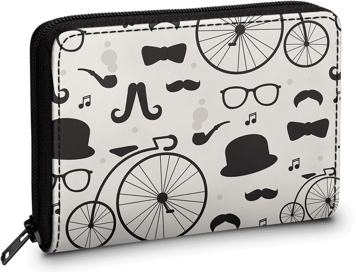 Dailyobjects Hipster Icons Zipper Slim Card & Coin - Bicycle Wheel (1209x900), Png Download