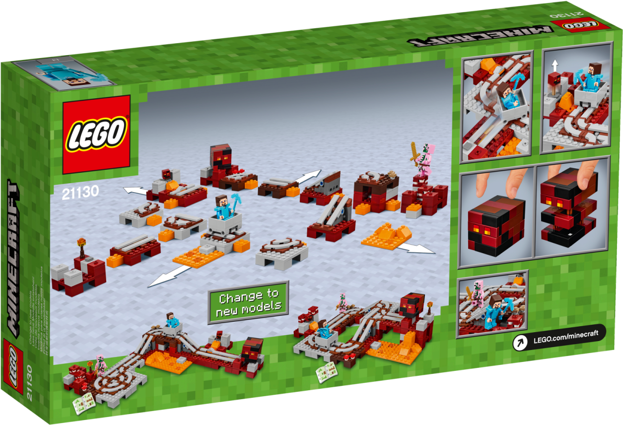 More Views - Minecraft Lego Sets Nether Railway (1800x1350), Png Download