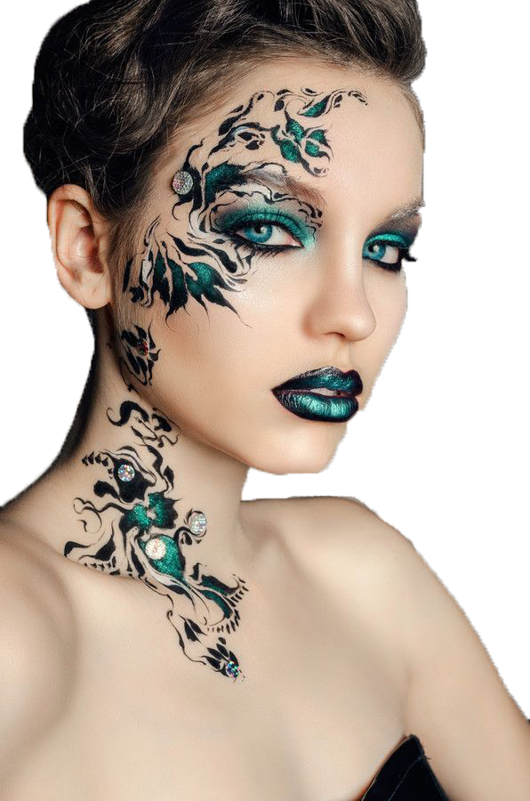 Green Halloween Makeup (596x900), Png Download