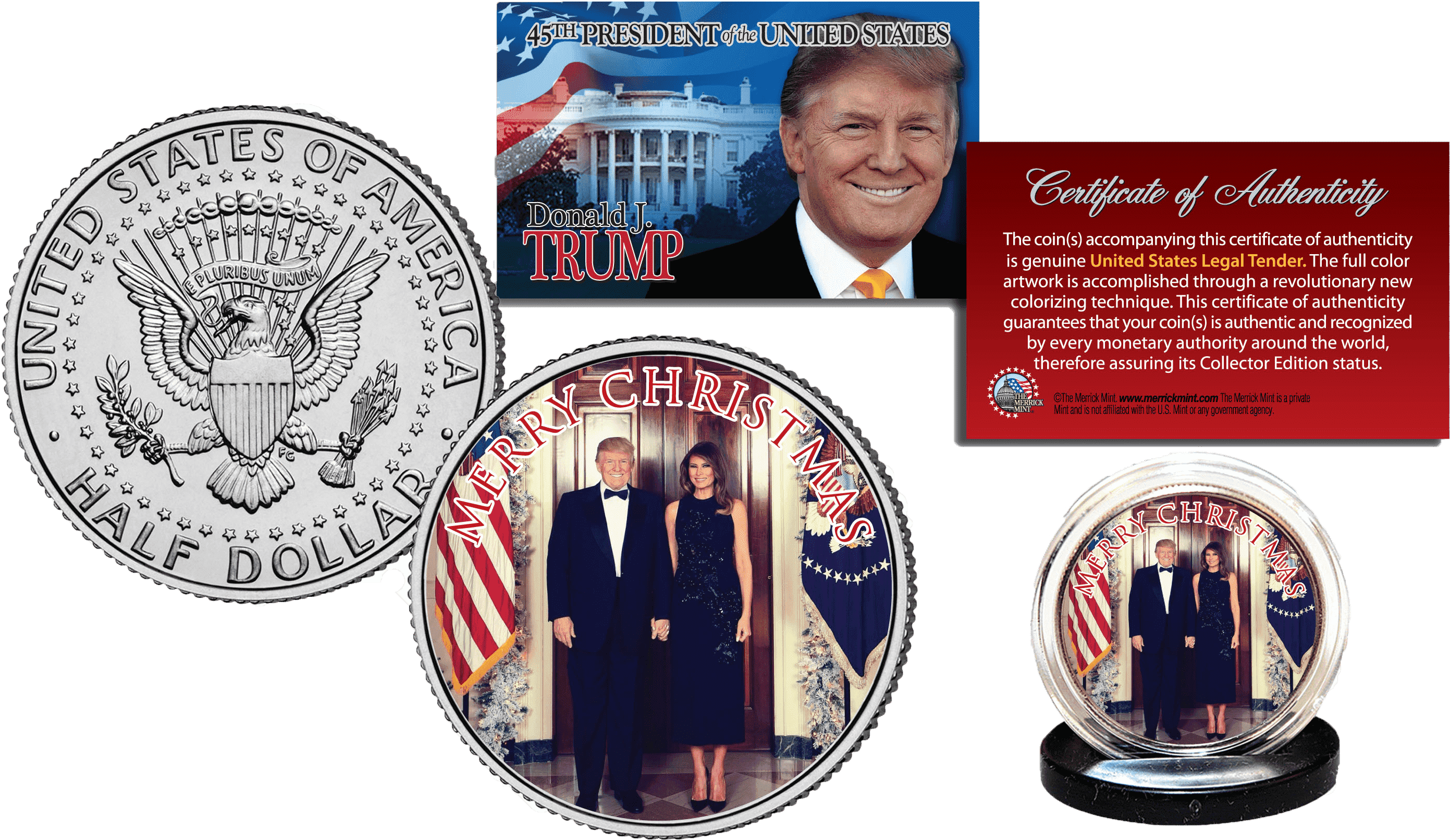 Donald & Melania Trump Christmas Jfk Half Dollar U - Trump Half Dollar (2790x1614), Png Download