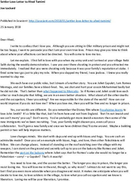 Settler Love Letter To Ahed Tamimi - Plaza De San Marcos (600x776), Png Download