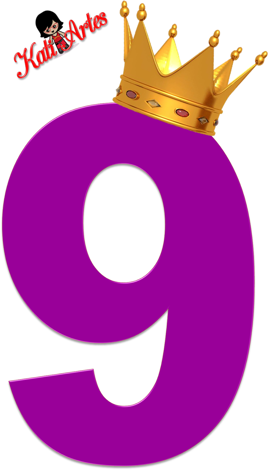 Números Violeta Oscuro Con Coronas - Piñatas De Numero Nueve Con Corona (918x1600), Png Download