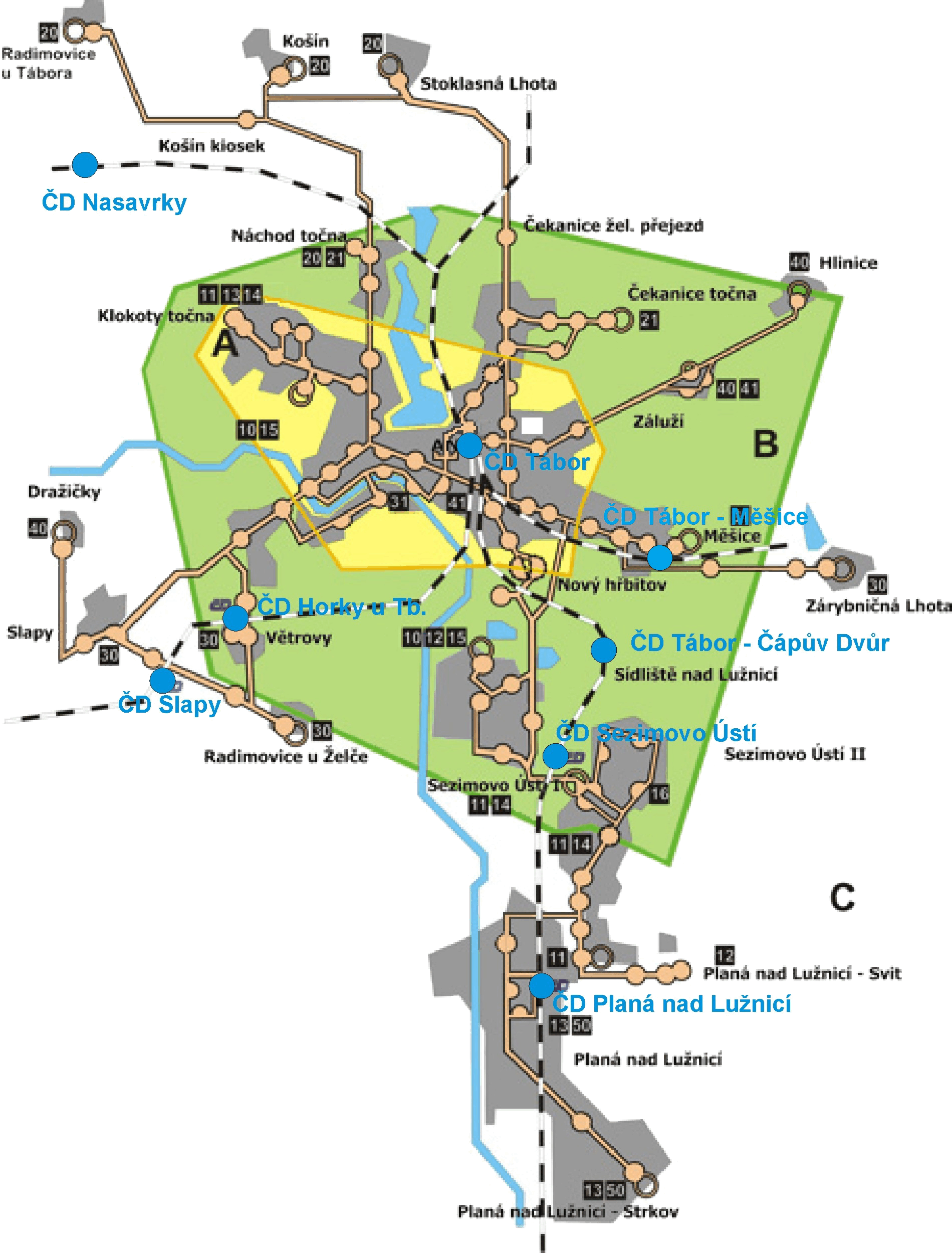 Cz Ids Ta Mapa - Mhd Tábor Zastávky (1900x2500), Png Download