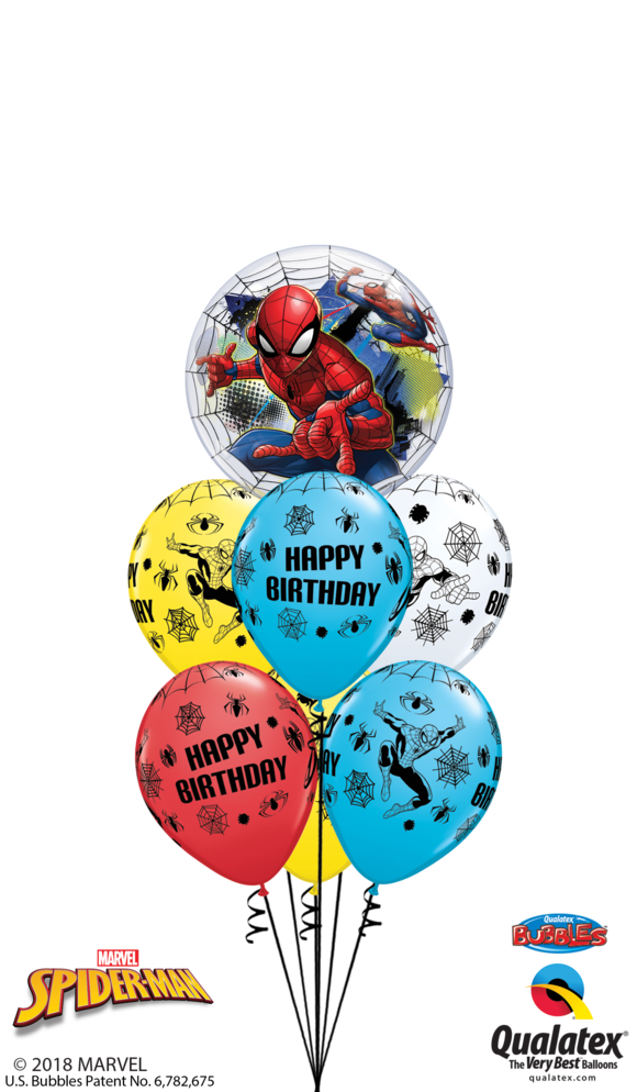 Cumpleaños De Super Héroe - Spiderman Birthday Balloon (580x994), Png Download