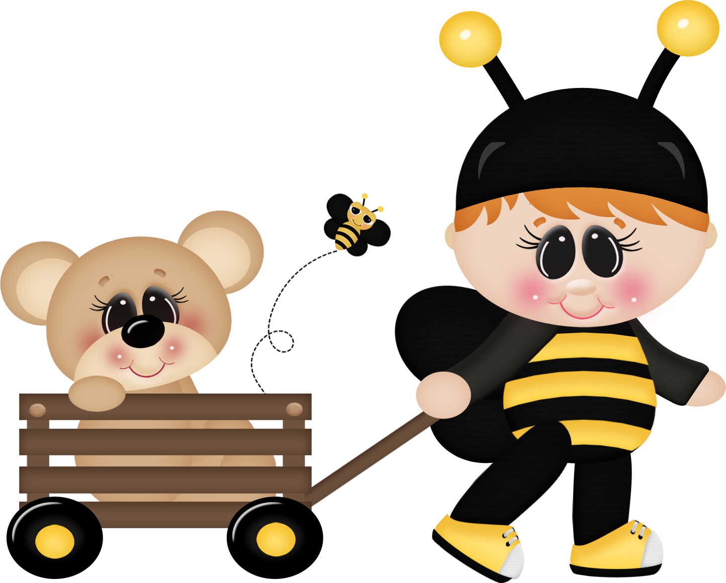 2 Borboletas & Joaninhas Bumble Bee Clipart, Clipart - Cartoon (1444x1160), Png Download