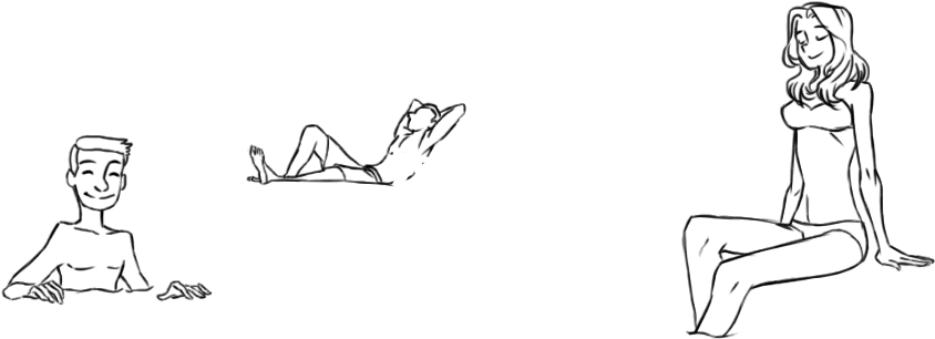 Photo Outline Of People On The Swimming Pool Ofla Rôtisserie - Sketch (1200x600), Png Download