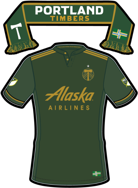 Portland Timbers Jersey And Scarf Sticker - Portland Timbers Jersey (500x750), Png Download