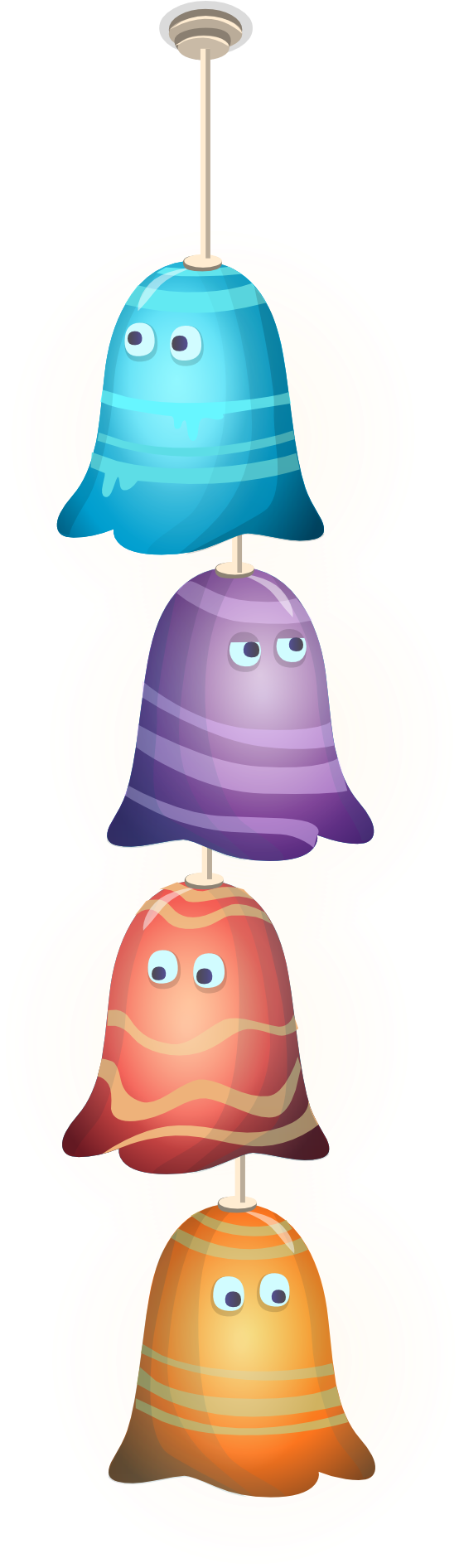 Cartoon Colorful Bell Form Hanging Lamps - Lampu Gantung Cartoon Png (960x1920), Png Download