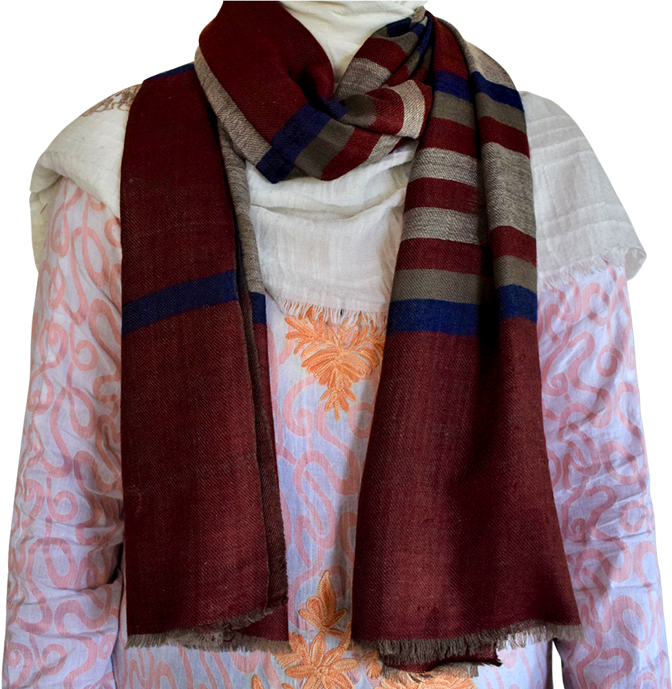 Gi Kashmir Pashmina Tri- Colour Khudrang Alternate - Stole (1000x1000), Png Download