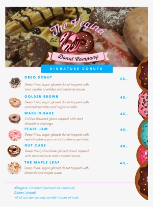 The Vegina Donut Company Menu June 2018 - Menu PNG Image | Transparent