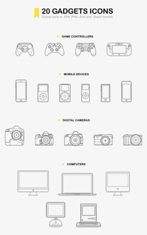 Free 20 Gadgets Outline Icons On Behance - Behance PNG Image ...