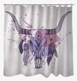 Vector Illustration Of Bull Skull With Feathers And - Art Print: Z's ...
