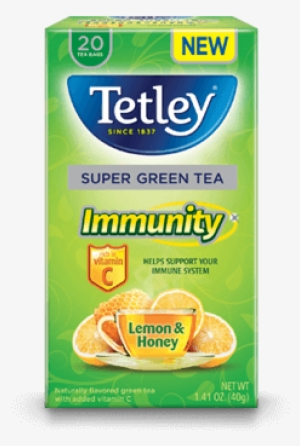 Immunity Green Tea Lemon Honey With Vitamin C - Immunity Tea Tetley PNG ...