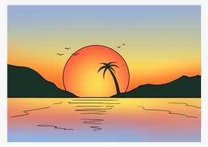 How To Draw A Sunset Really Easy Drawing Tutorial Png - Drawing