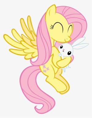 Image Fluttershy Hugging Angel - My Little Pony Fluttershy And Angel