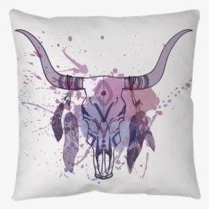 Vector Illustration Of Bull Skull With Feathers And - Art Print: Z's ...