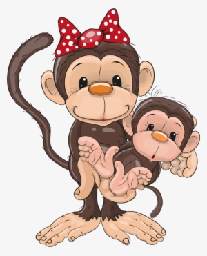 Safari Zoo Mom And Baby Monkey Cartoon Png Image Transparent Png Free Download On Seekpng