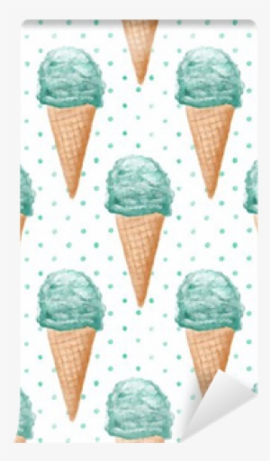Seamless Watercolor Pattern With Ice Cream Cones Hand - Watercolor ...