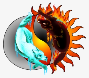 Ice Fire Wolf Yin Yang By Rainbowdogma On Deviantart Ice And Fire Wolves Png Image Transparent Png Free Download On Seekpng
