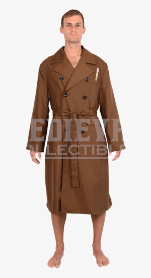 Doctor Who Tenth Doctor Trench Coat Robe - Doctor Who 10th Doctor Brown Trench Coat Styled Men's