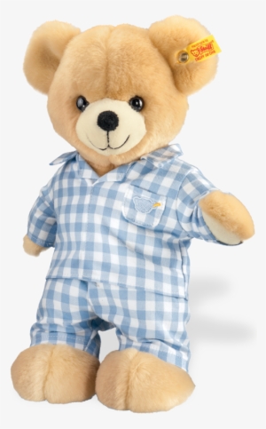 teddy bear wearing pyjamas