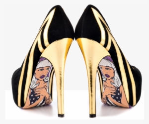 black and gold platforms