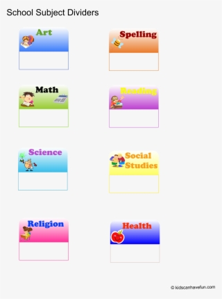 School Subject Dividers To Help Students Organize The - School PNG ...