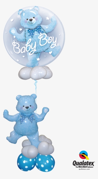 Baby Boy Blue Bear New Baby Balloon Bouquet Balloons Baby Boy Stand Png Image Transparent Png Free Download On Seekpng