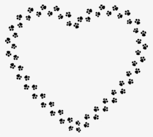 Clip Art Black And White Stock Paw Print Heart Clipart - Transparent ...